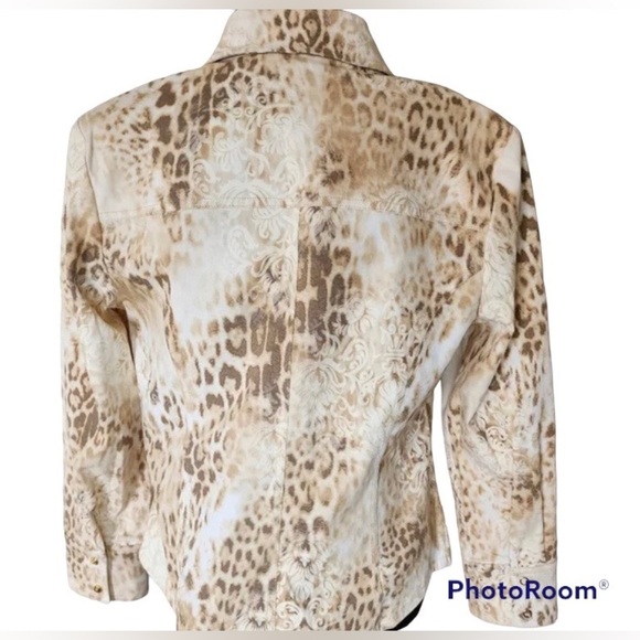 St. John Marie Gray Tan,Brown Leopard Print Jacket and Top size S - Picture 2 of 4